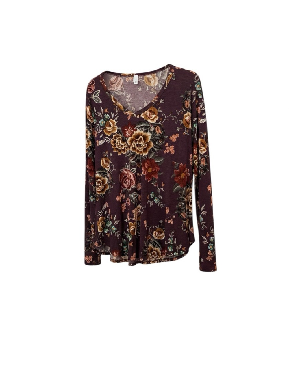 Honeyme Purple Floral Long Sleeve Top